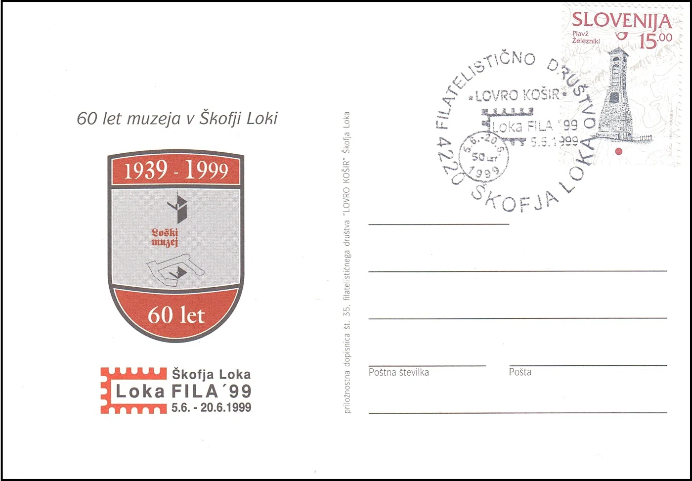 FILATELISTIČNO DRUŠTVO LOVRO KOŠIR ŠKOFJA LOKA